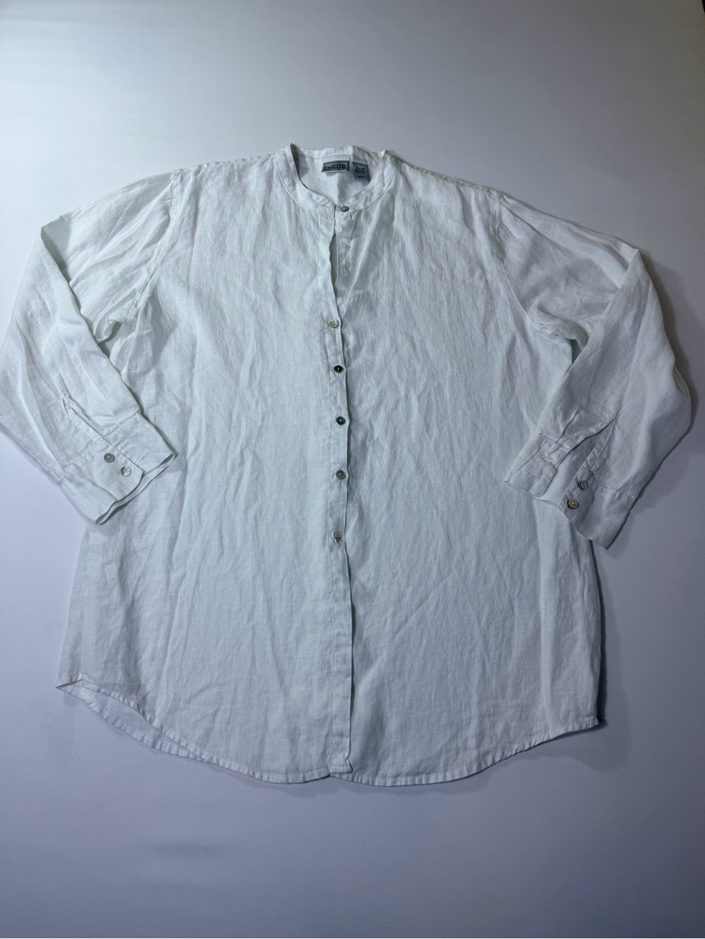 Chico's White 100% Linen Casual Button-Down Shirt Size 3 Women’s XL 16 - Picture 2 of 11